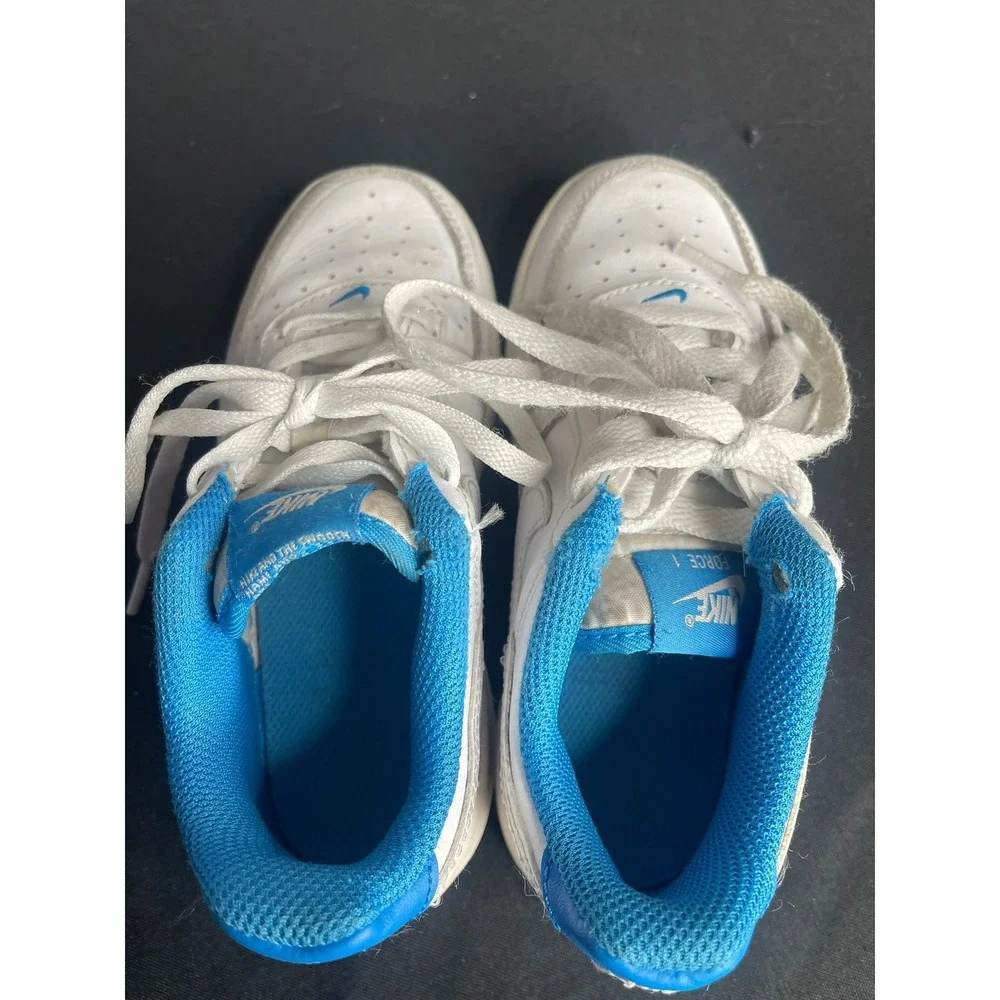 Nike Force 1 Low White University Blue Kids Shoes DV1332-101 Size 12.5C